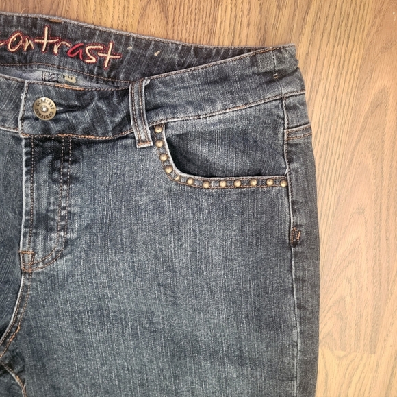 Contrast Women’s Size 13 Studded Y2K Mid Rise Bootcut Dark Denim Jeans 2000s B76 - Picture 6 of 10